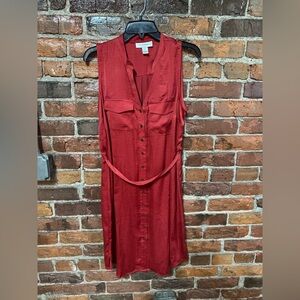 Motherhood Maternity Red Button-Front Midi Dress Size Medium